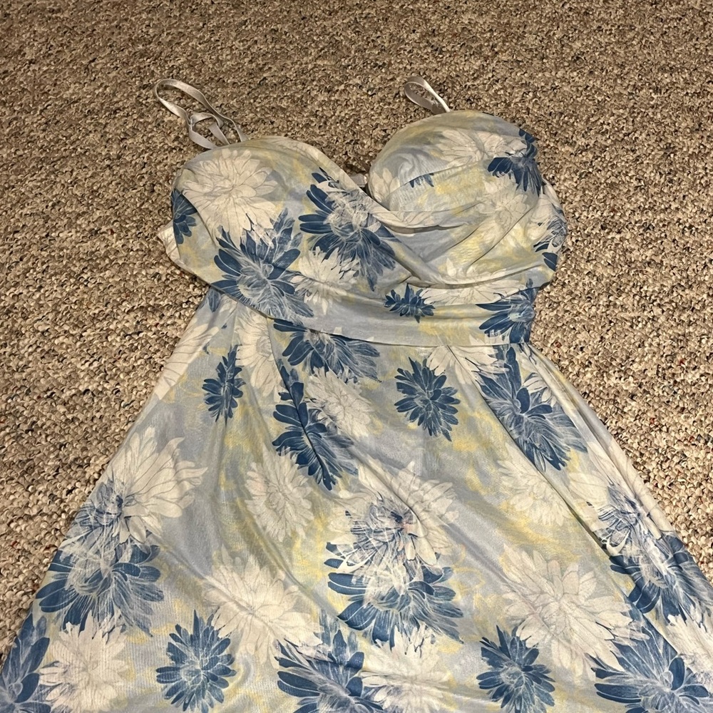 La Vie En Rose Blue, Cream & Yellow lingerie dress